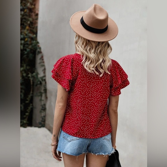 SHEIN polka dot butterfly sleeve Blouse size small - Picture 2 of 6